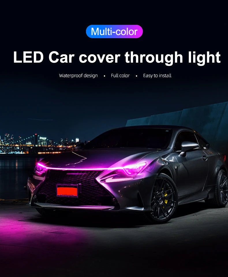 Car Hood LED Light Strip Flexible Waterproof 12V