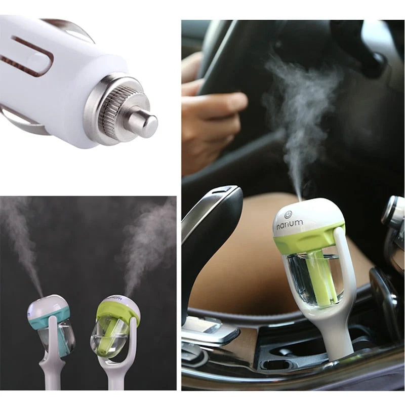 Car Humidifier Ultrasonic Cool Mist 1.7 Oz Tank Auto-Off