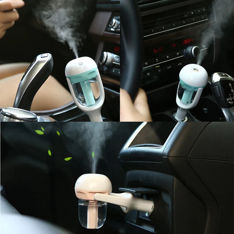 Car Humidifier Ultrasonic Cool Mist 1.7 Oz Tank Auto-Off