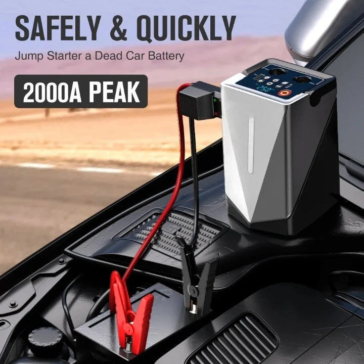 Car Jump Starter Power Bank & Built-In Air Compressor