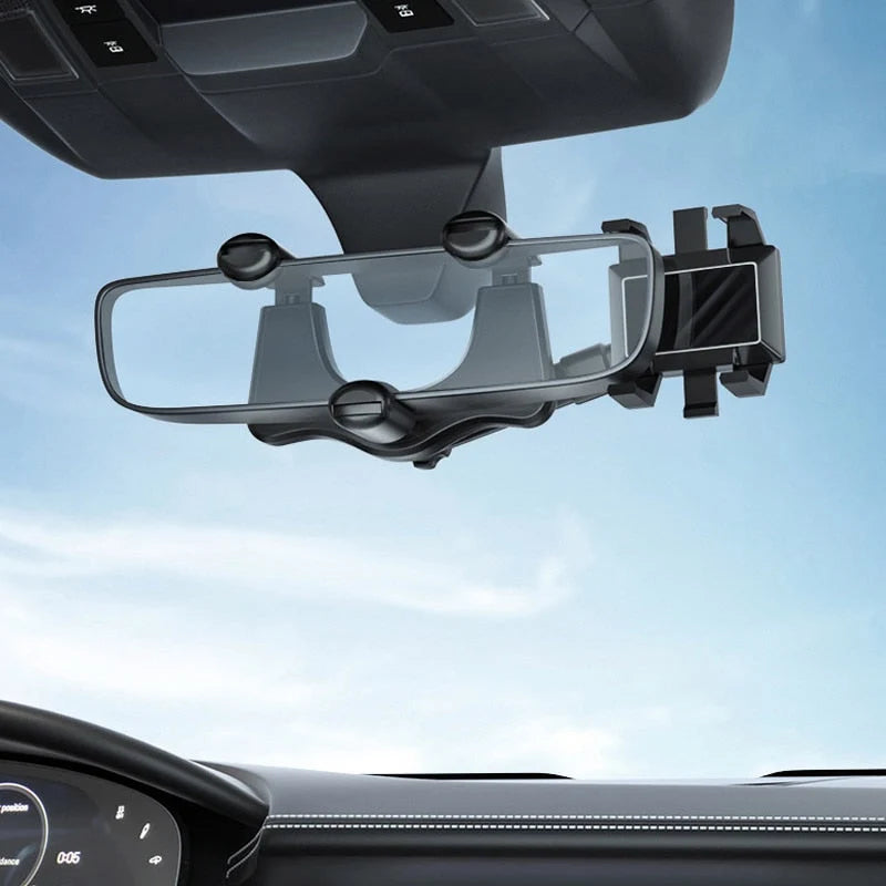 Car Phone Holder Rearview Mirror Mount Rotating Universal Fit