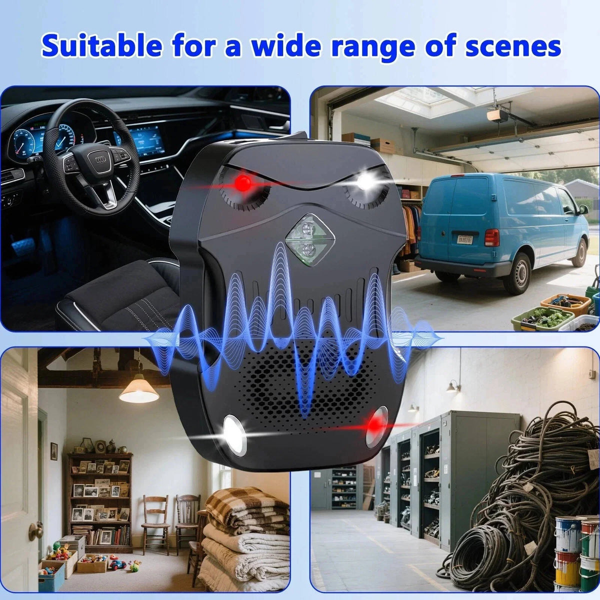 Car Rodent Repeller Ultrasonic Vibration-Activated USB & Vehicle Power