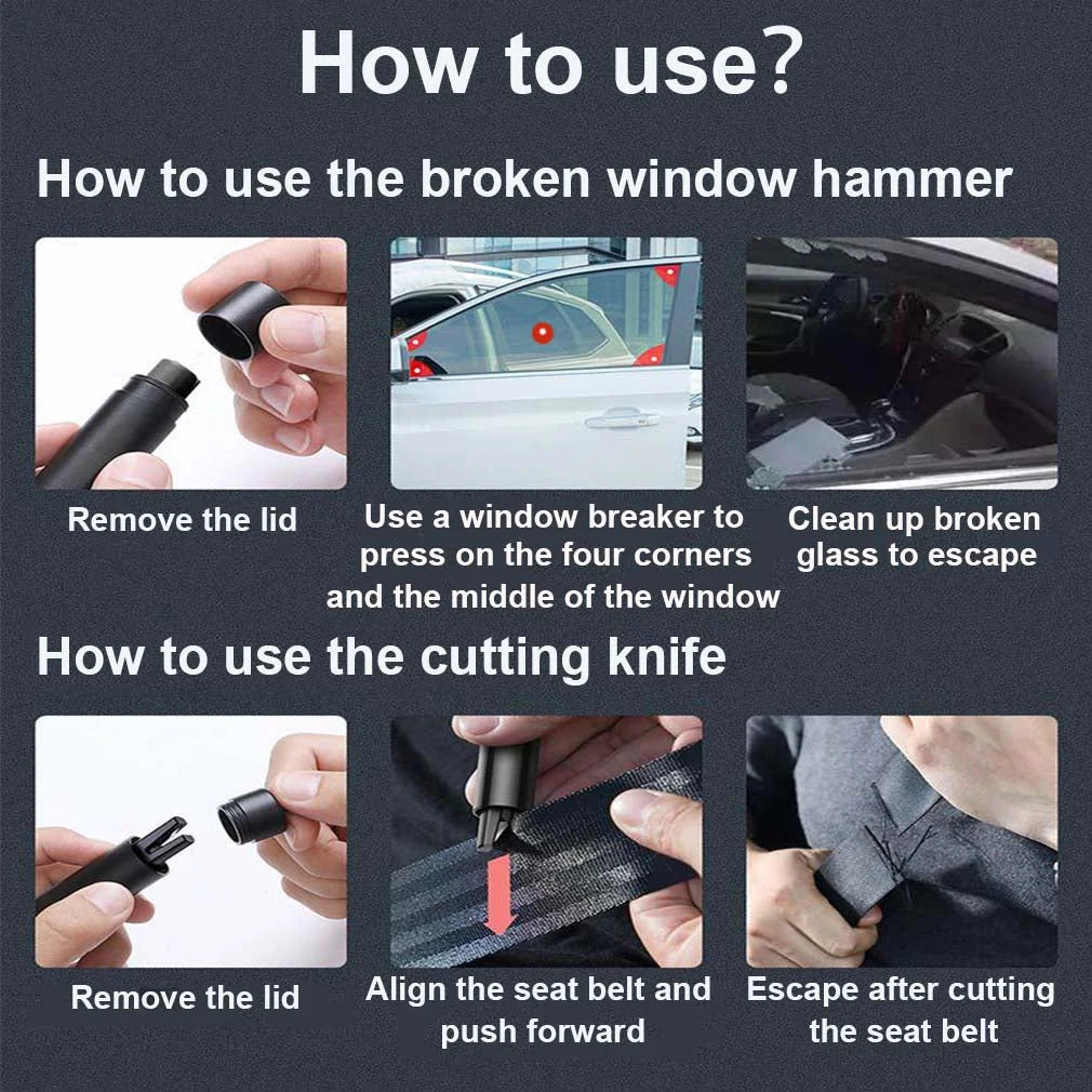 Car Safety Hammer Window Breaker With Finger Guard