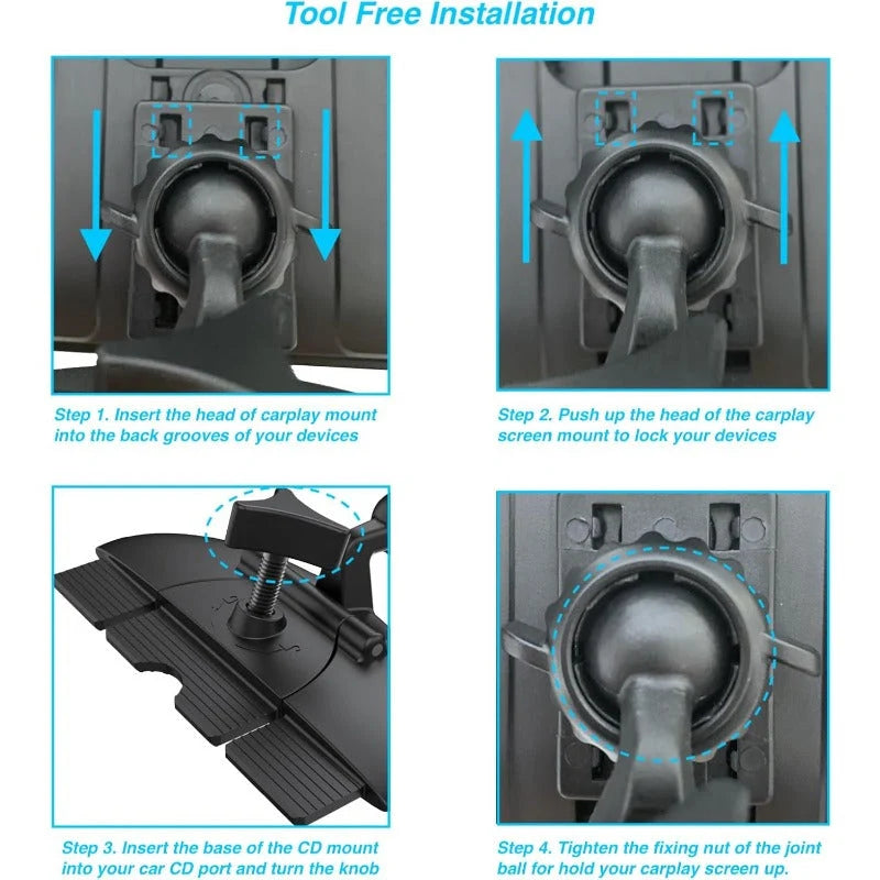 Car Screen Mount CD Slot 360° Adjustable Double-Lock