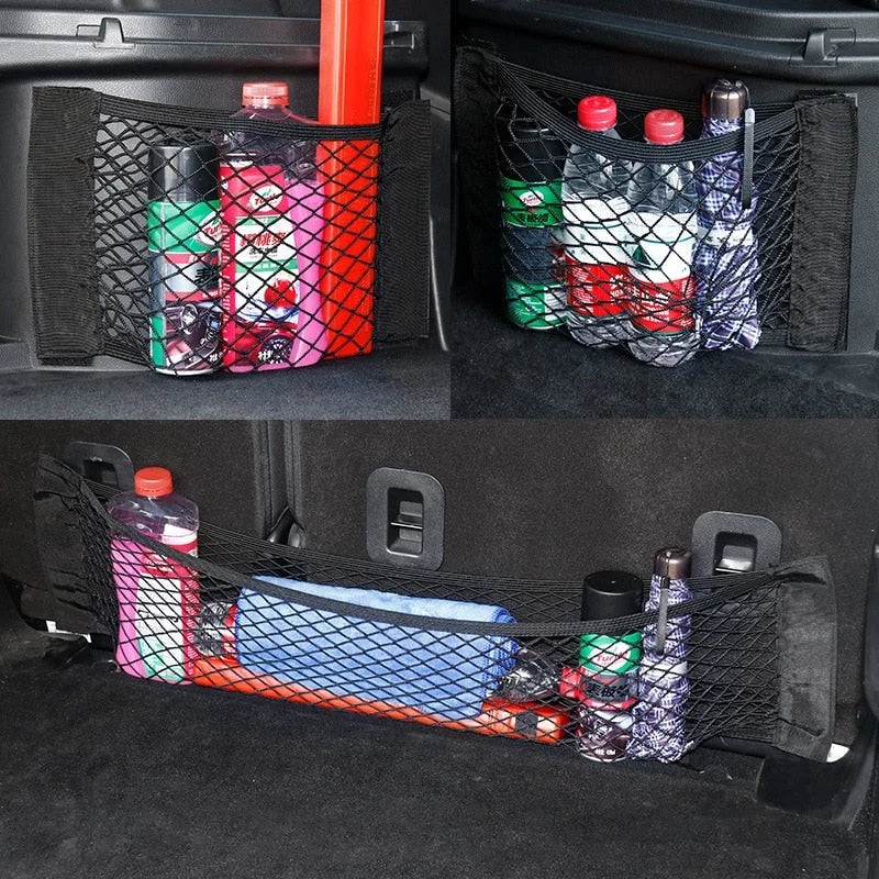 Car Seat Back Organizer Stretchable Dual-Layer Mesh Storage Net