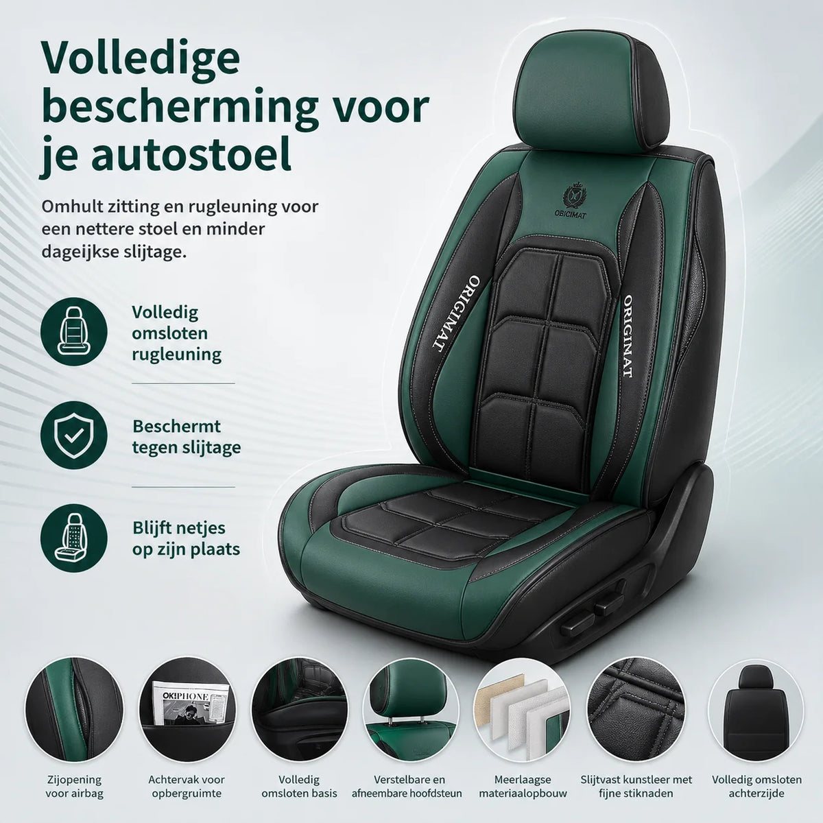 Car Seat Cover Set Quilted Padded 11-Piece Airbag Compatible