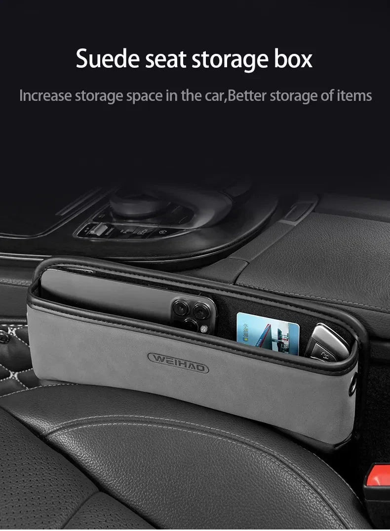 Car Seat Gap Organizer Suede & Leather Console Storage
