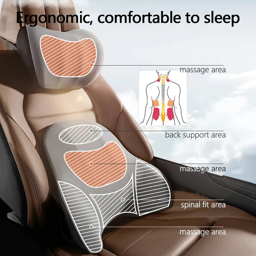 Car Support Cushion Neck & Lumbar Vibration Massage