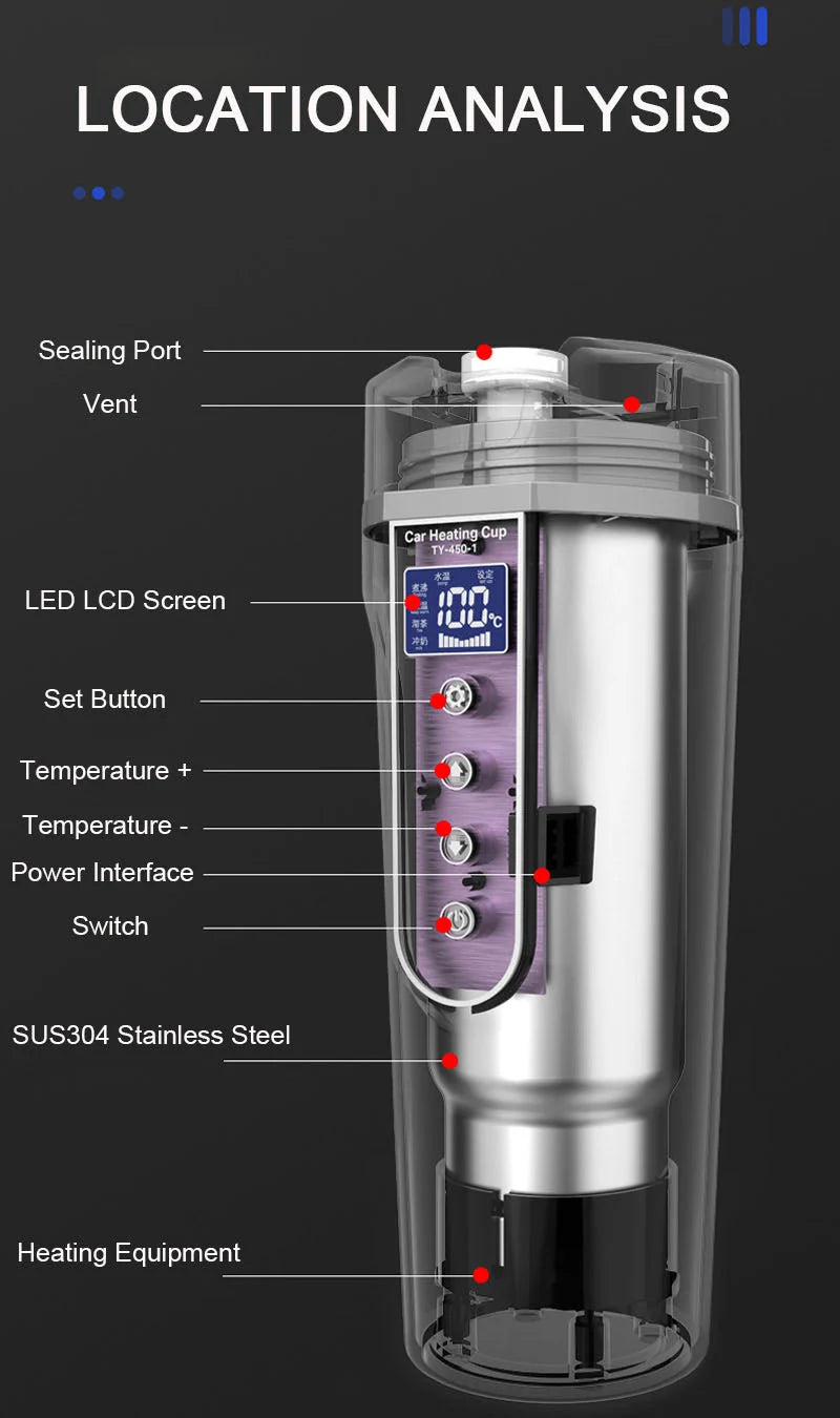 Car Thermos Stainless Steel Adjustable Temperature Control