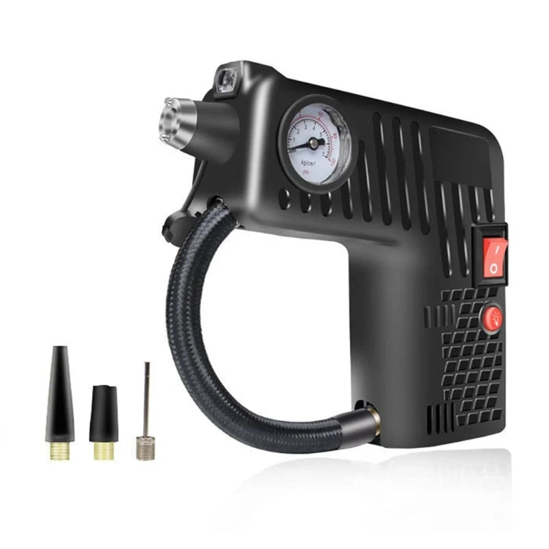 Car Tire Inflator 12V LED Light & Safety Hammer