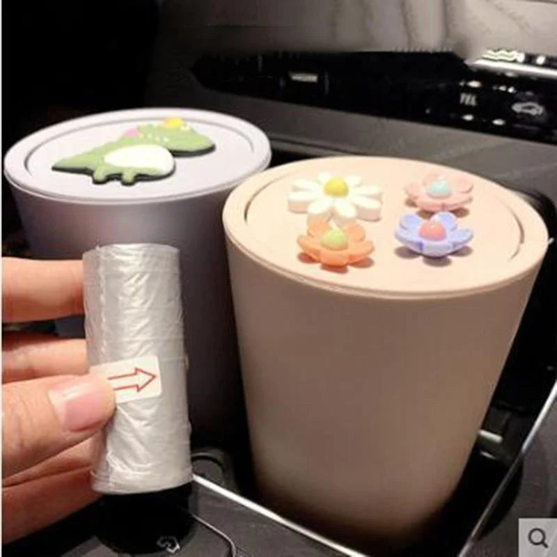 Car Trash Can Compact 360° Clamshell Lid