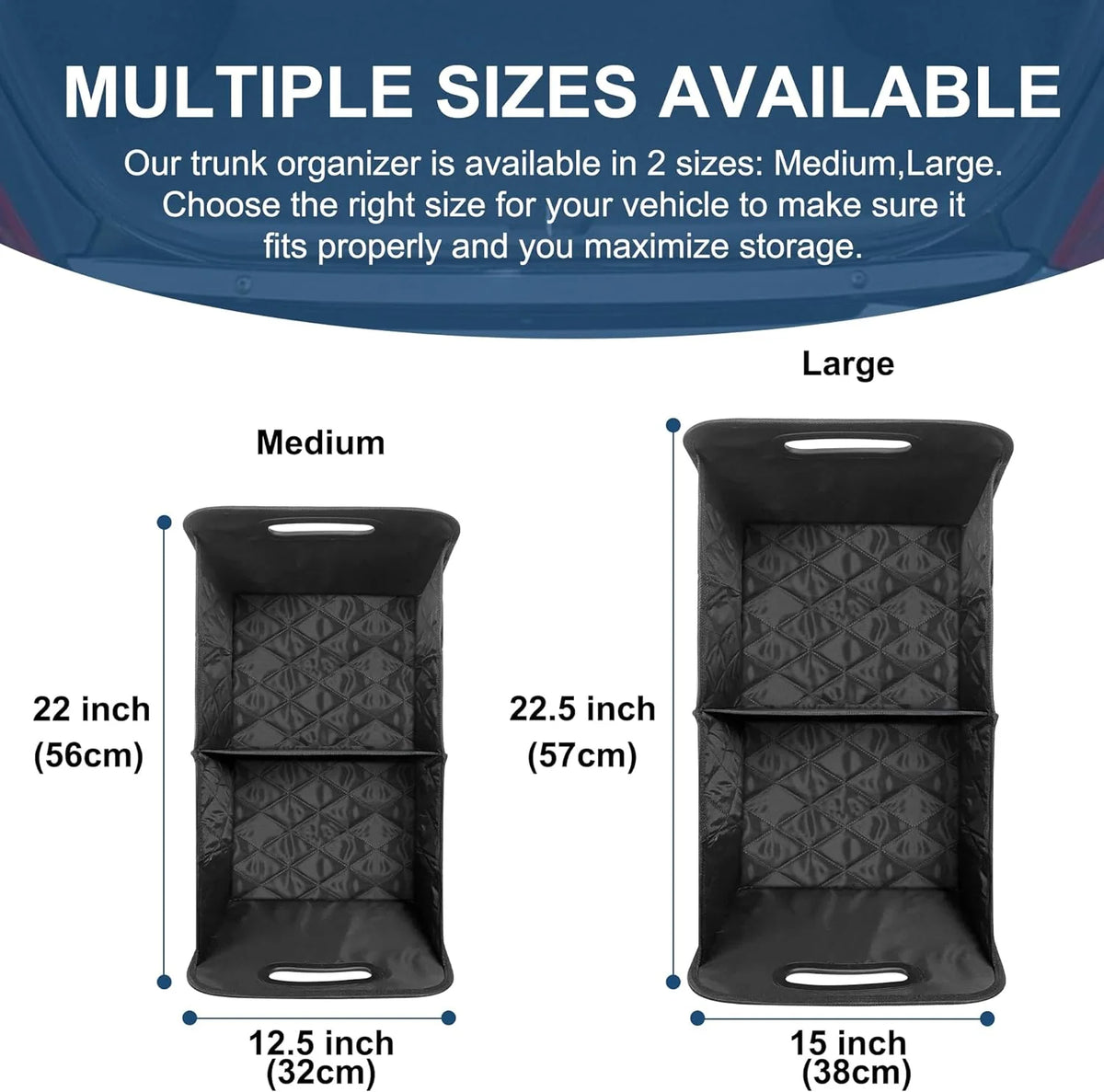 Car Trunk Organizer Adjustable Dividers Hook-And-Loop Base