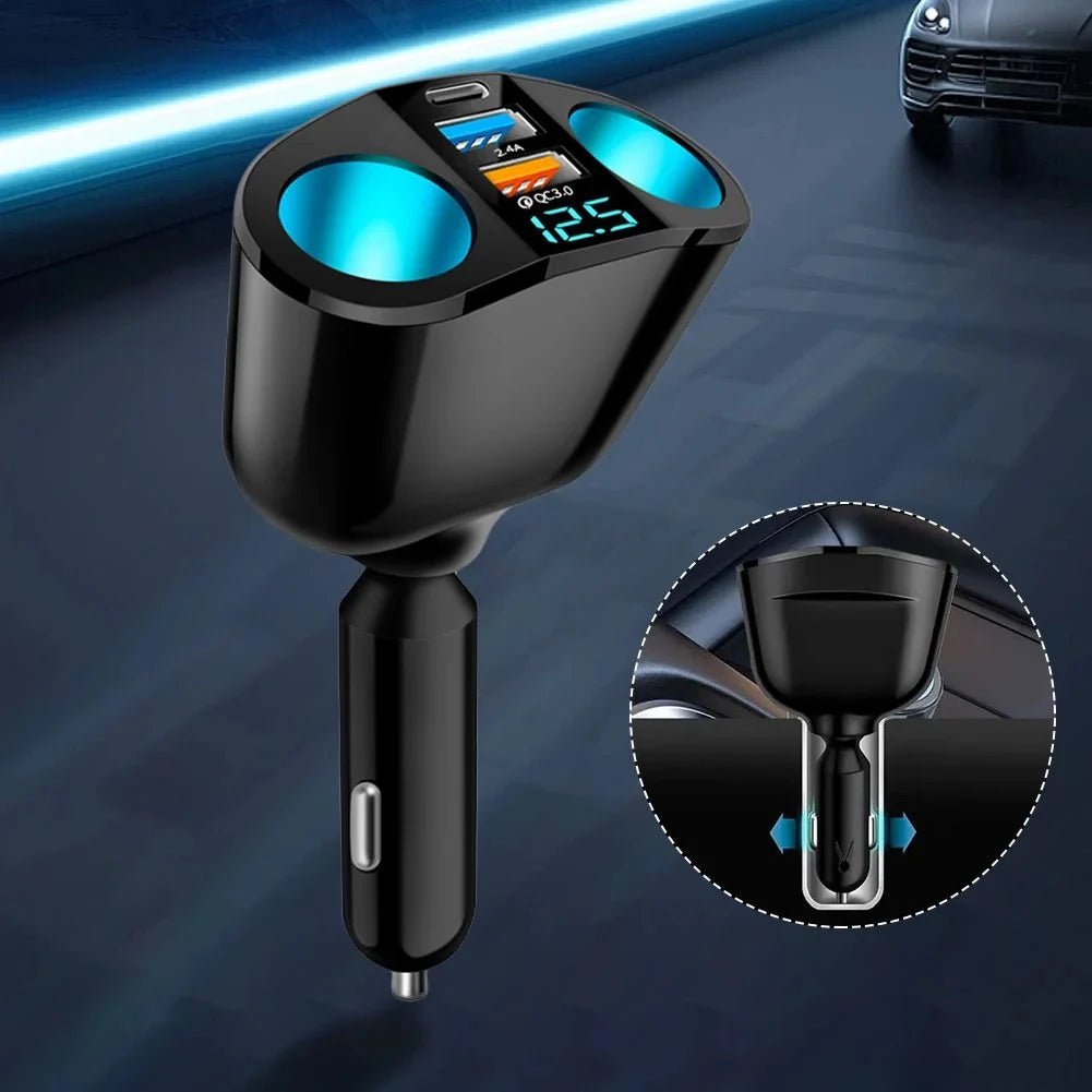 Car USB Charger Dual USB Ports LED Voltage Display