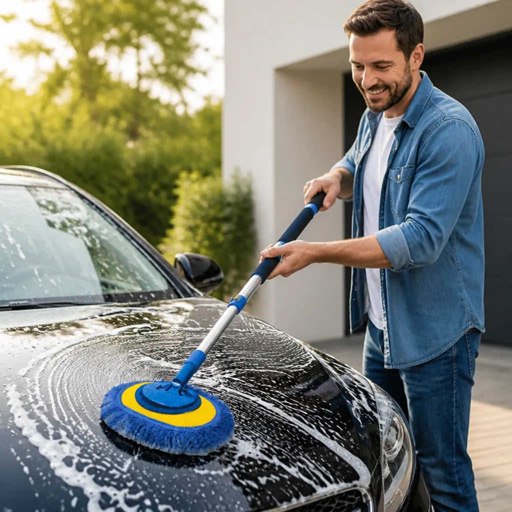 Car Wash Mop Telescopic Aluminum Handle Microfiber Head