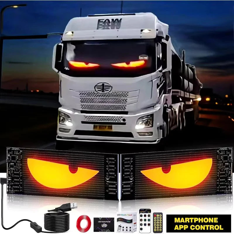 Car Windshield LED Display Programmable RGB App & Remote