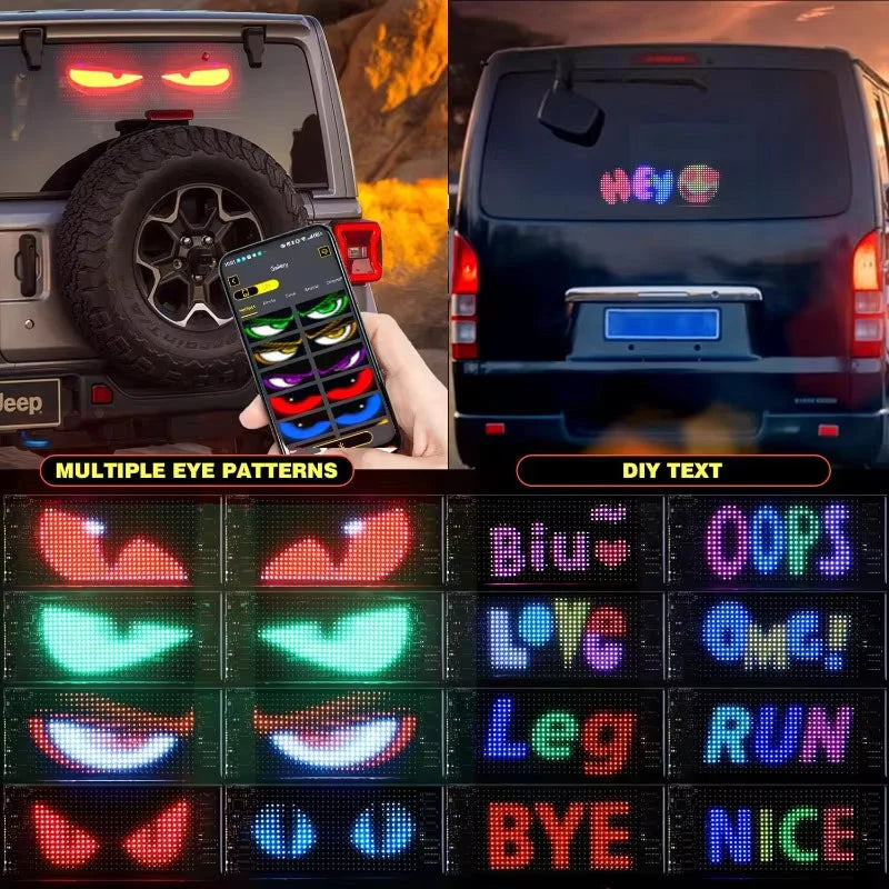 Car Windshield LED Display Programmable RGB App & Remote