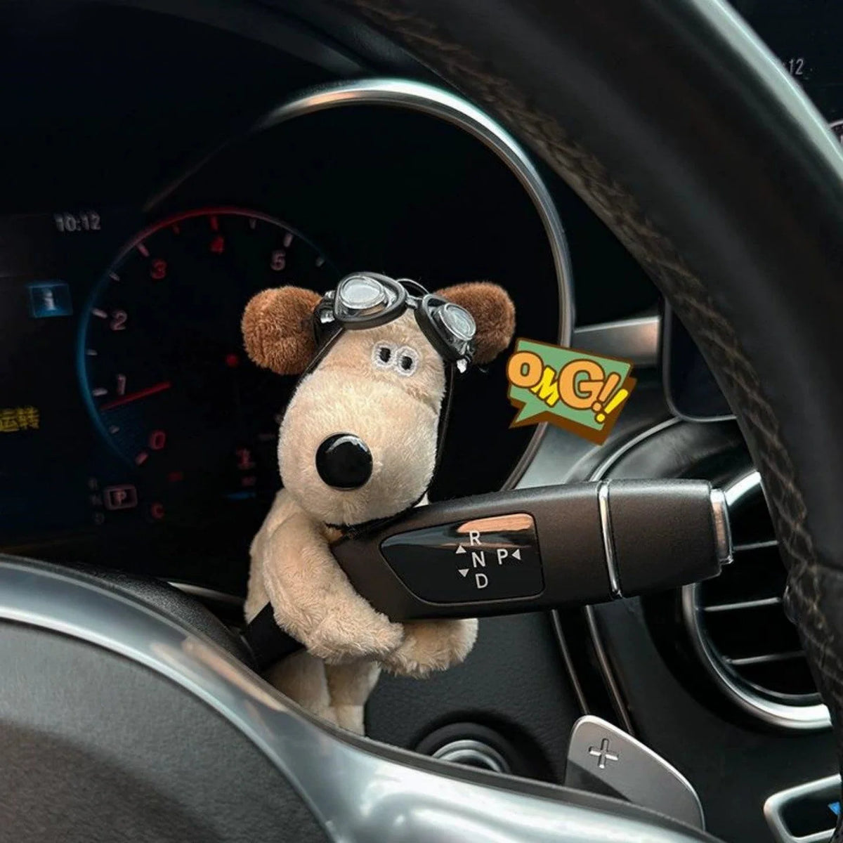 Car Wiper Decoration Plush Dog With Aviator Goggles