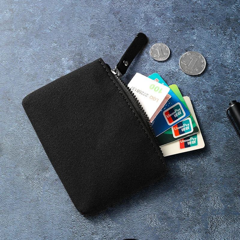 Card Holder Compact Fabric Zipper Closure