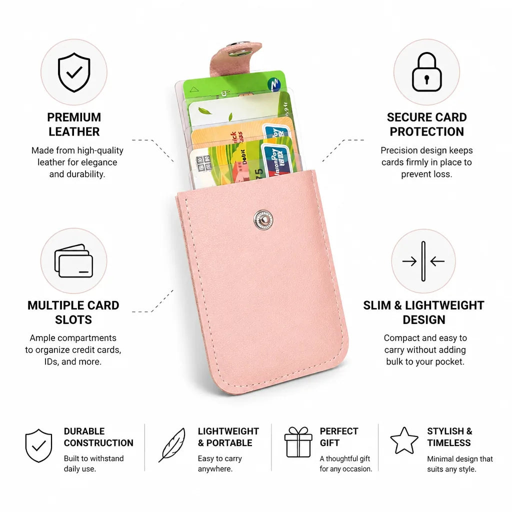 Card Holder Wallet Faux Leather Slim Multiple Card Slots