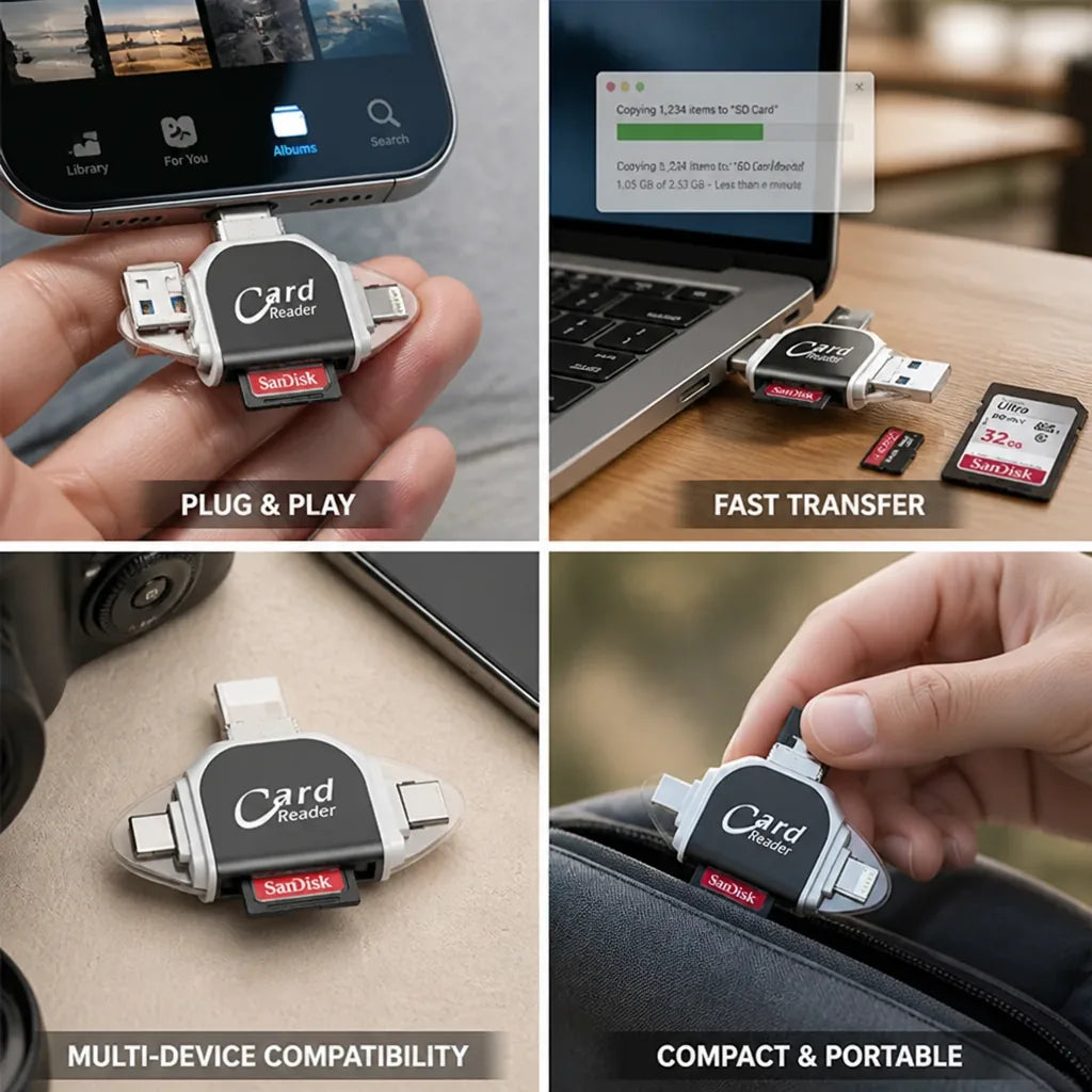 Card Reader Multiport Fast Transfer SD & MicroSD