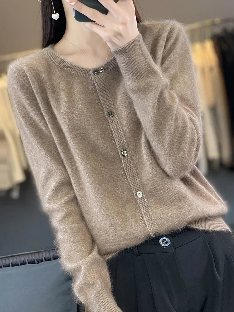 Cardigan Sweater Mink Cashmere Lightweight Loose Fit