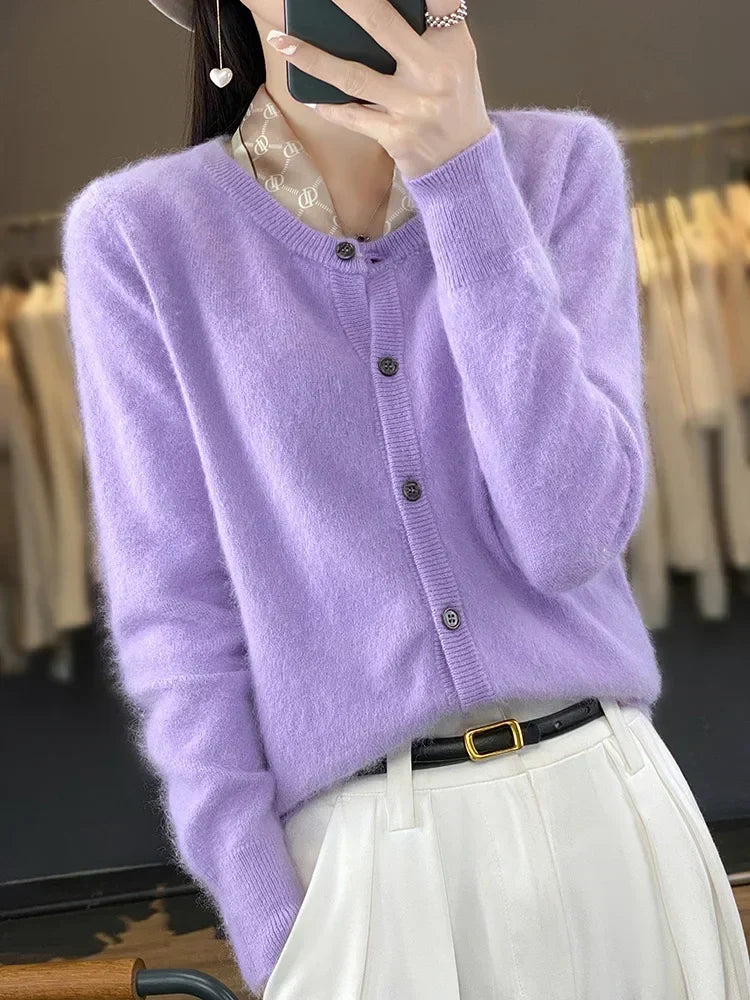 Cardigan Sweater Mink Cashmere Lightweight Loose Fit