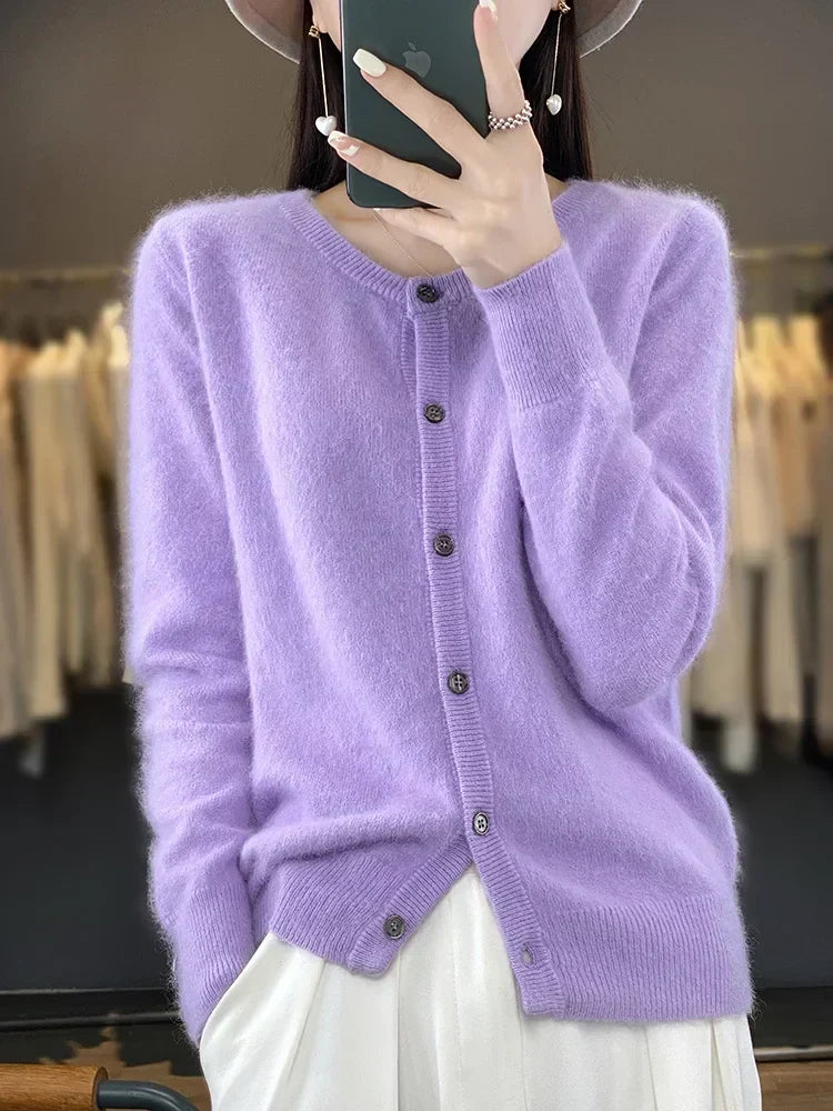 Cardigan Sweater Mink Cashmere Lightweight Loose Fit