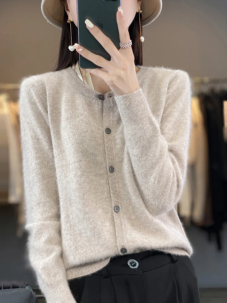 Cardigan Sweater Mink Cashmere Lightweight Loose Fit
