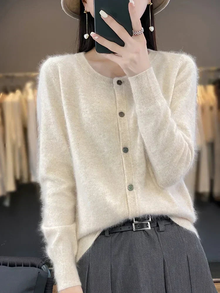 Cardigan Sweater Mink Cashmere Lightweight Loose Fit