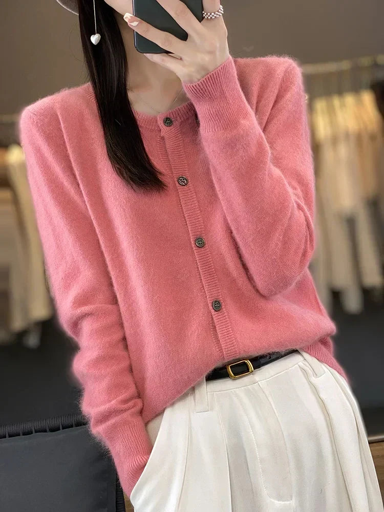 Cardigan Sweater Mink Cashmere Lightweight Loose Fit