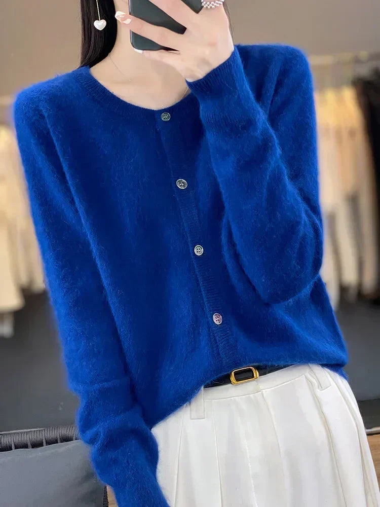 Cardigan Sweater Mink Cashmere Lightweight Loose Fit