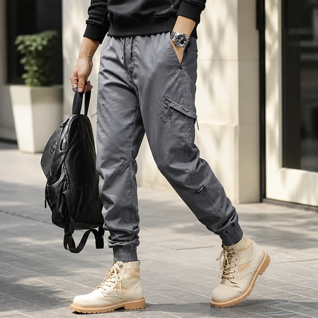 Cargo Pants Multiple Pockets Relaxed Fit Cotton Blend