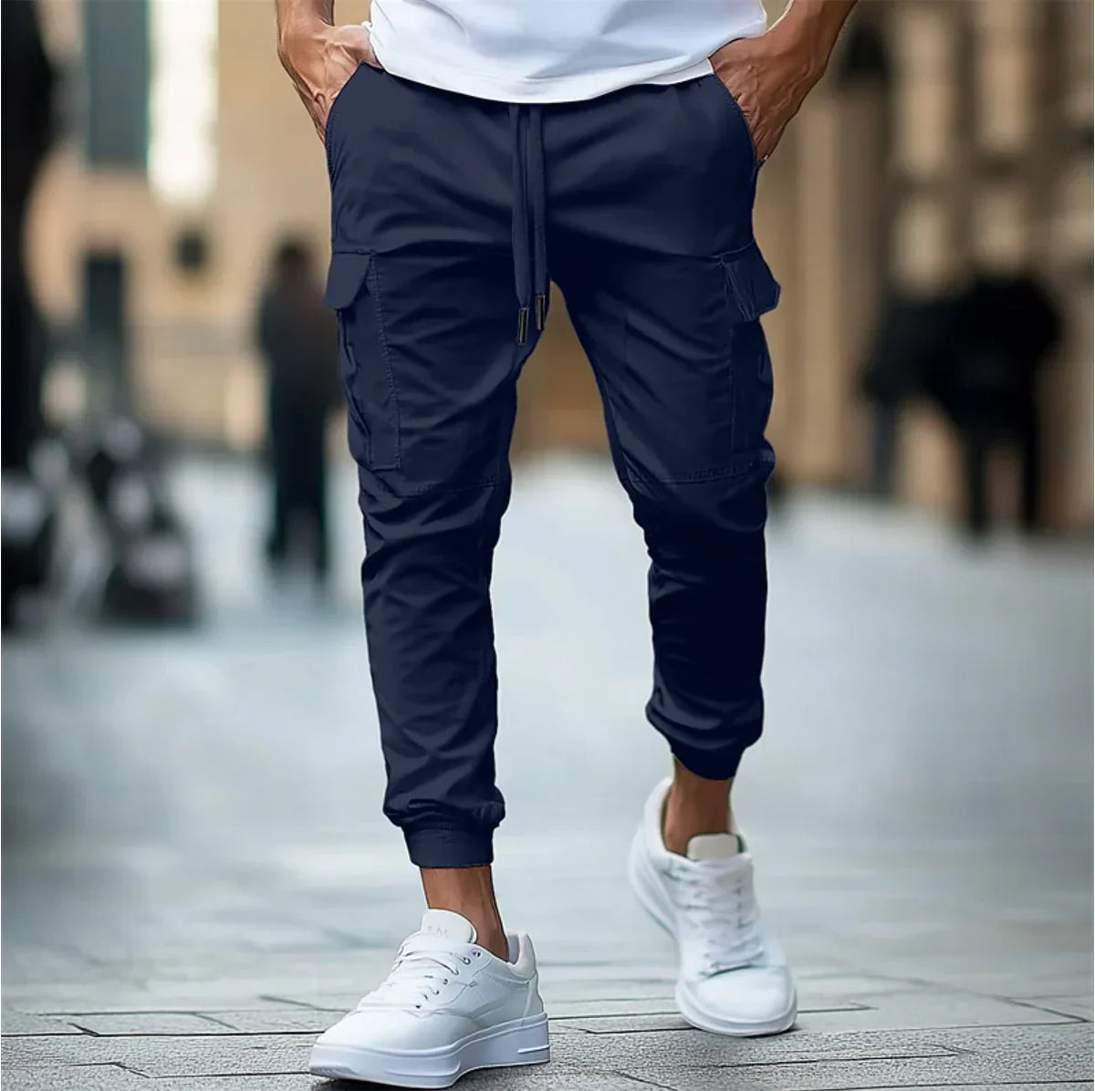 Cargo Pants Slim Fit Multiple Pockets Wrinkle-Resistant