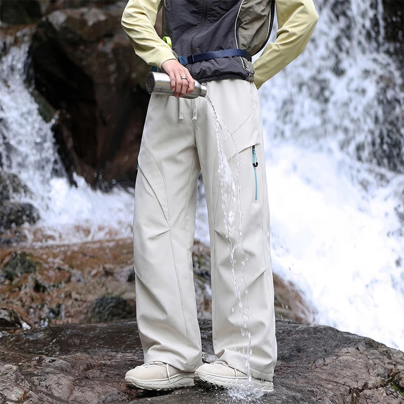 Cargo Pants Water-Repellent Wide-Leg Zip Pockets