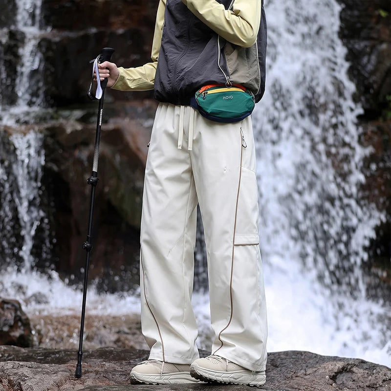 Cargo Pants Water-Repellent Wide-Leg Zip Pockets