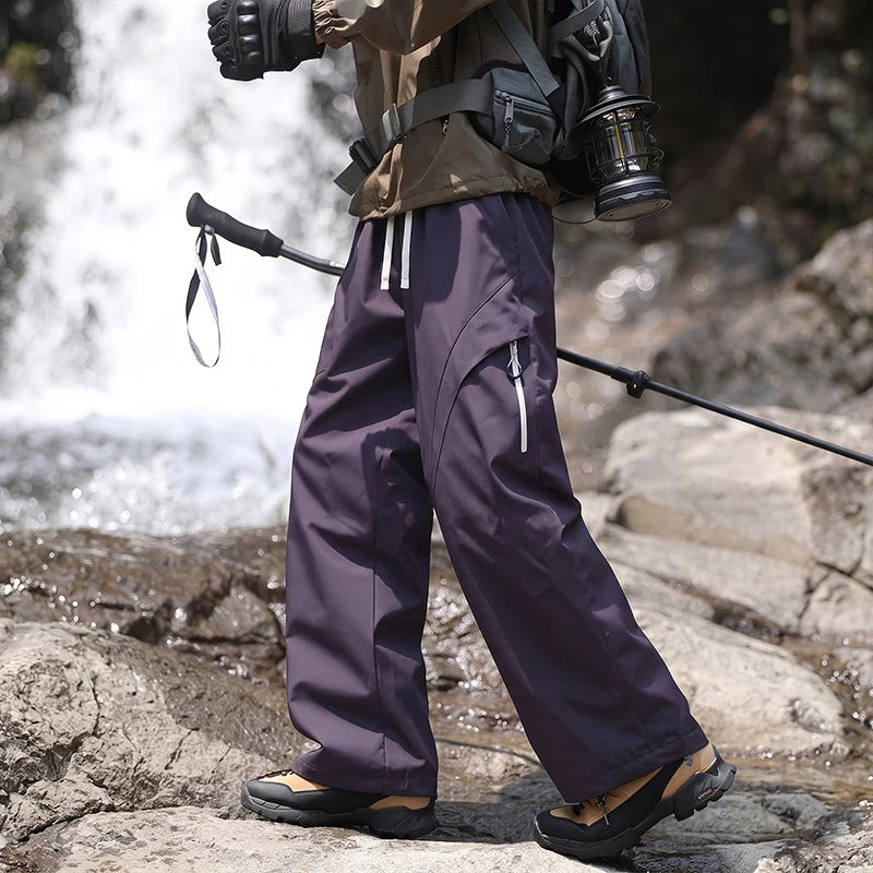 Cargo Pants Water-Repellent Wide-Leg Zip Pockets