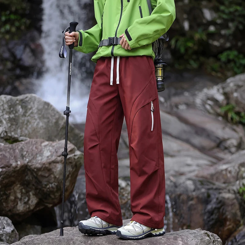 Cargo Pants Water-Repellent Wide-Leg Zip Pockets