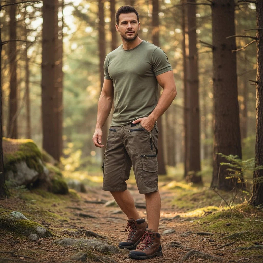 Cargo Shorts Multi-Pocket Loose-Fit Durable Blended Fabric