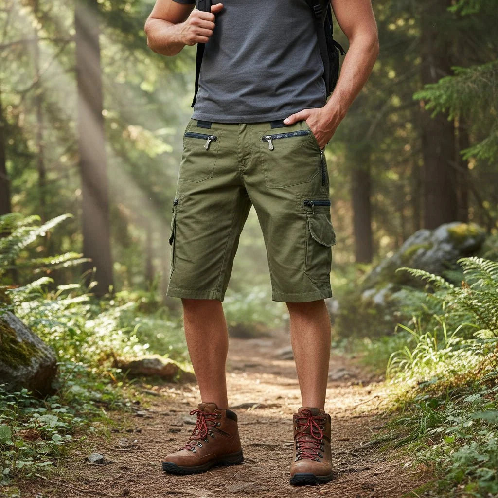 Cargo Shorts Multi-Pocket Loose-Fit Durable Blended Fabric