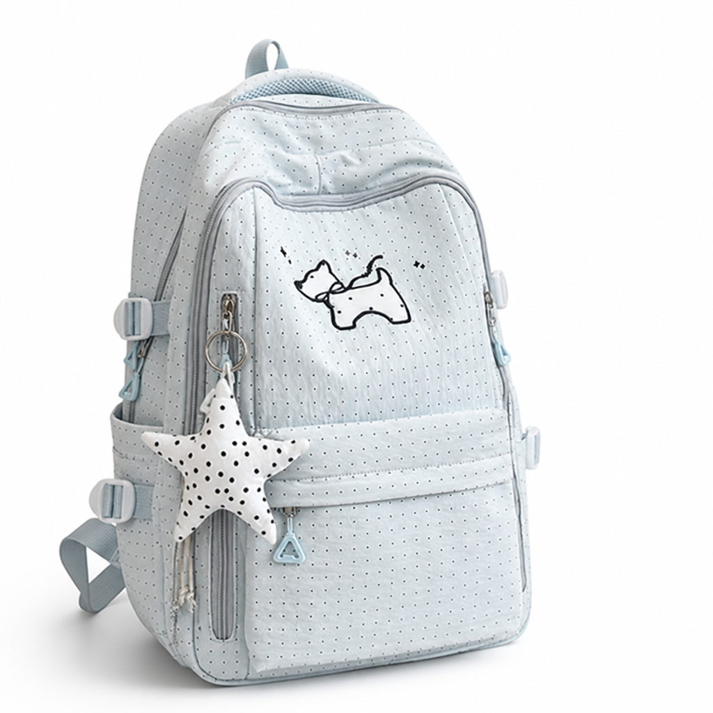 Cartoon Print Multi-Pocket Kids School Backpack (With Star Charm)