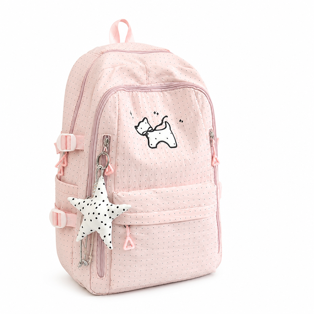 Cartoon Print Multi-Pocket Kids School Backpack (With Star Charm)