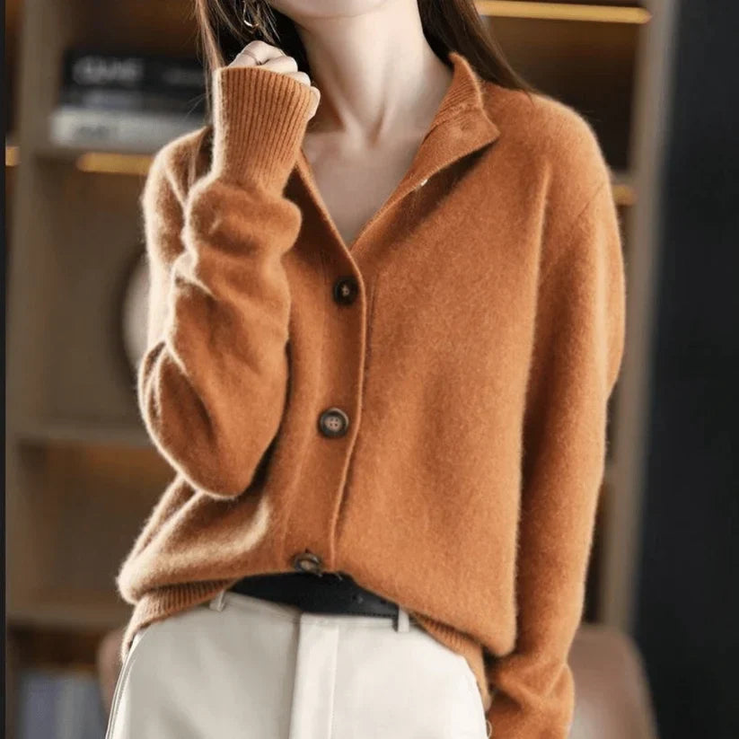 Cashmere Cardigan 100% Cashmere Relaxed Fit Open Front