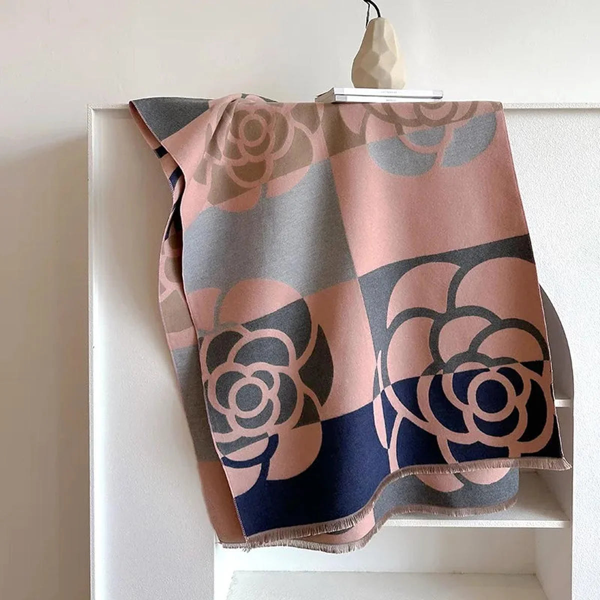 Cashmere Scarf Reversible Printed Design Warm Winter Accessory