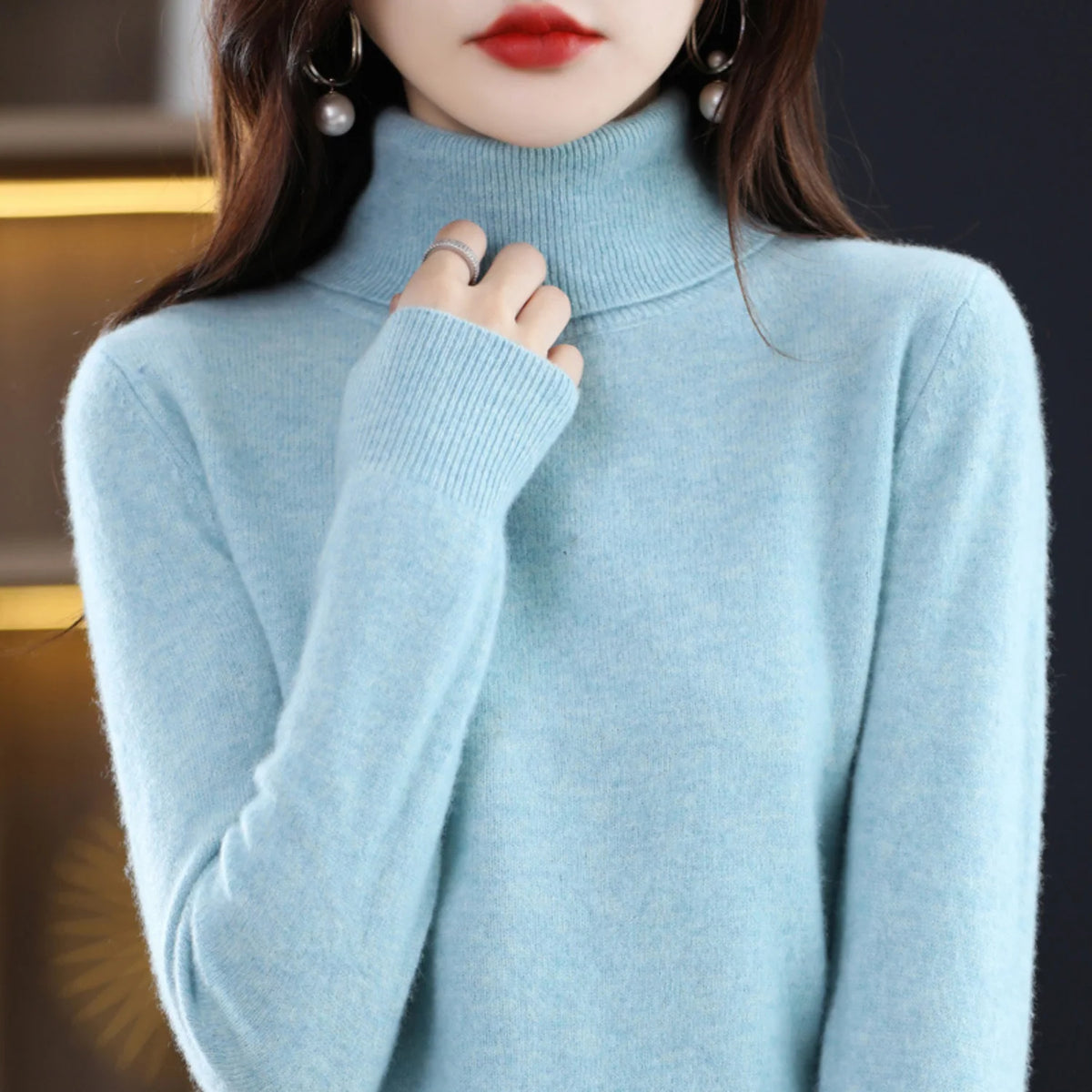 Cashmere Turtleneck Sweater Lightweight Warmth Regular Fit