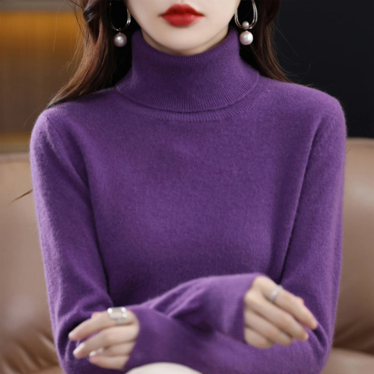 Cashmere Turtleneck Sweater Lightweight Warmth Regular Fit