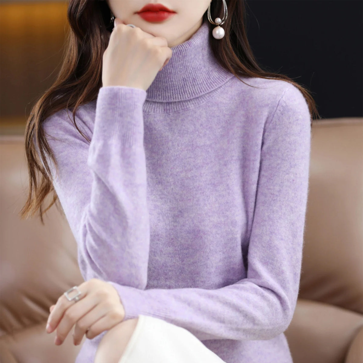 Cashmere Turtleneck Sweater Lightweight Warmth Regular Fit