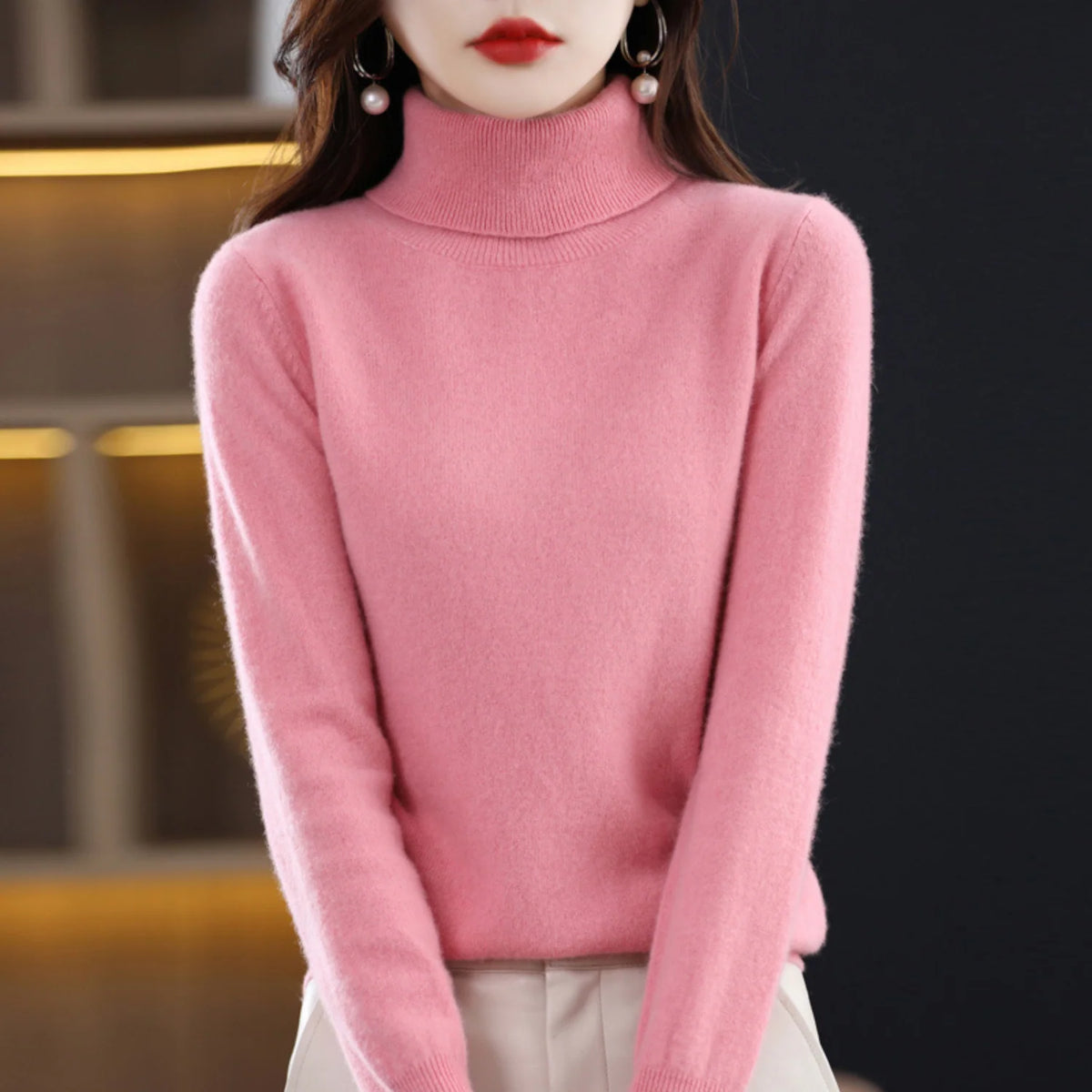 Cashmere Turtleneck Sweater Lightweight Warmth Regular Fit