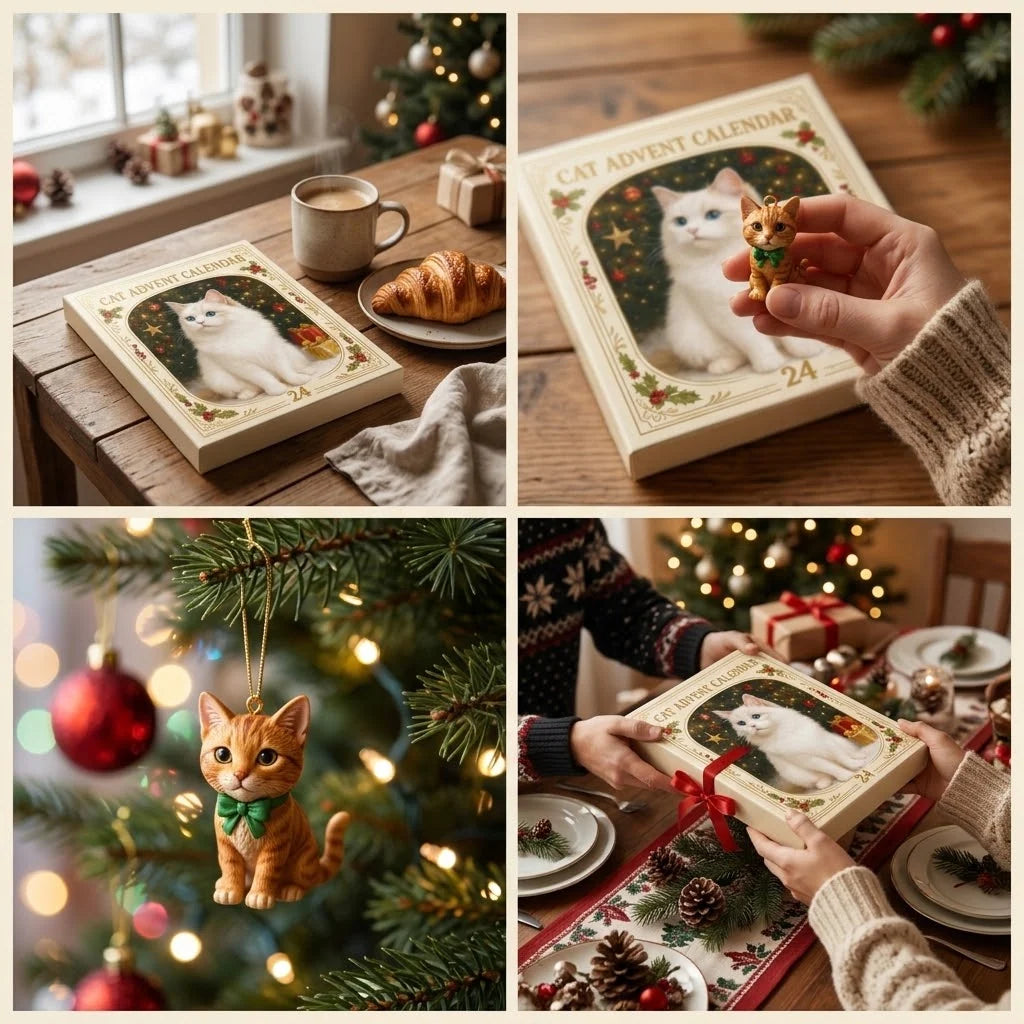 Cat Advent Calendar 24 Unique Acrylic Ornaments