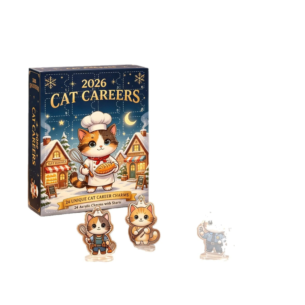 Cat Advent Calendar Acrylic Display 24 Compartments