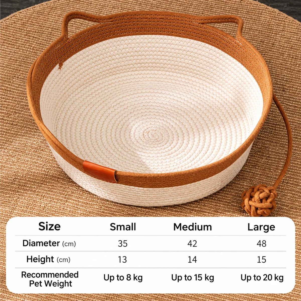 Cat Bed Hand-Woven Cotton Rope Cozy Resting Spot